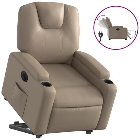 Poltrona Alzapersona Reclinante Elettrica Cappuccino Similpelle - Foto 1