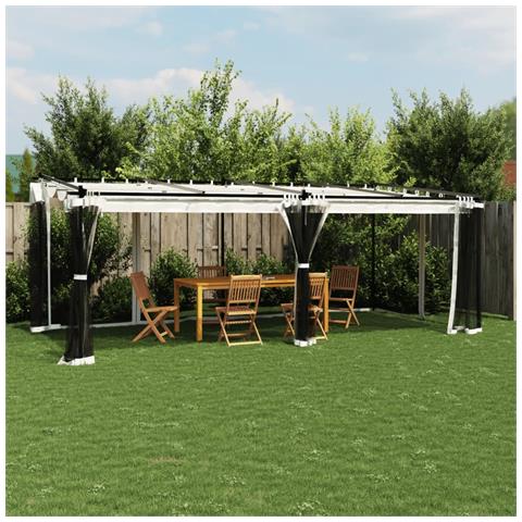 Gazebo con Pareti in Rete Crema 6x3 m in Acciaio - Foto 2