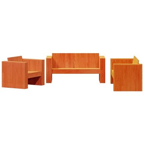 Set Salotto da Giardino 2 pz Marrone Cera Legno Massello Pino - Foto 1