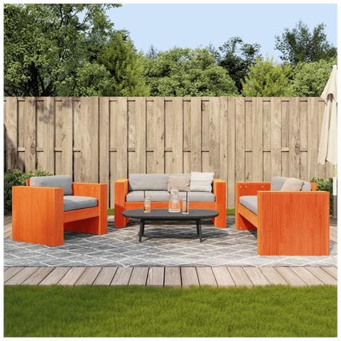 Set Salotto da Giardino 2 pz Marrone Cera Legno Massello Pino - Foto 2