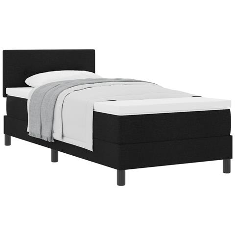 Letto a Molle con Materasso Nero 100x200 cm Tessuto - Foto 1