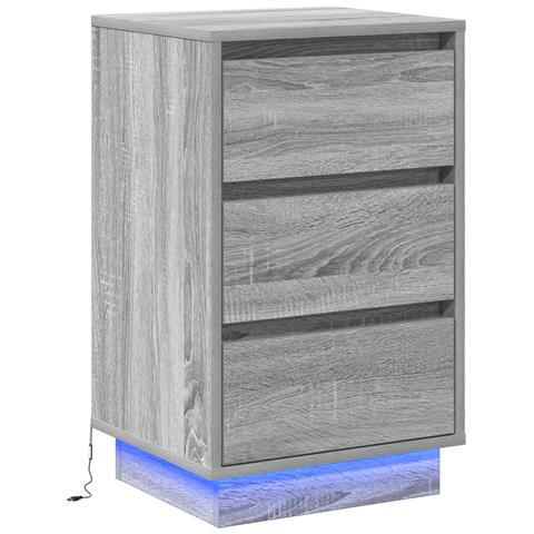 Mobile Notte con LED Grigio Sonoma 39x34.5x65 cm Legno ingegnerizzato - Foto 1