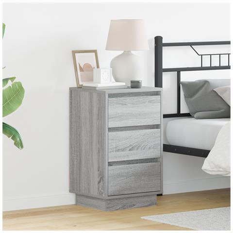 Mobile Notte con LED Grigio Sonoma 39x34.5x65 cm Legno ingegnerizzato - Foto 2