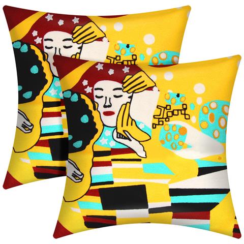 Set Di 2 Copricuscini Ricamati Art Stellia 45x45 Cm - Foto 5