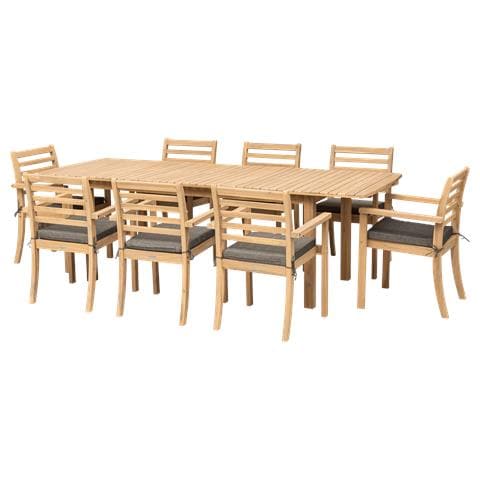 Set Di Mobili Da Giardino Allungabili 180/240cm Padar In Legno Di Acacia 8 Posti - Cuscini Grigi - Foto 1