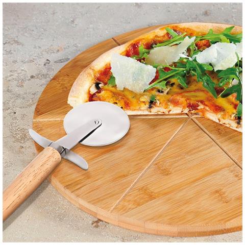 Vassoio Per Pizza In Bambù Con Tagliere Pizza Bois Inox Taglio Preciso, Marrone Chiaro - Foto 2