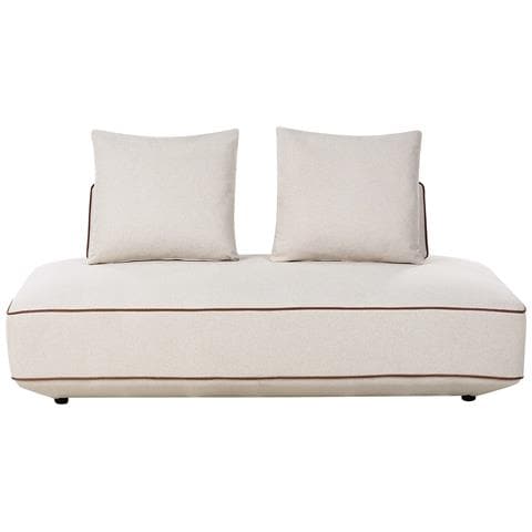 Chaise Longue Seillans Tessuto Beige Chiaro - Foto 2