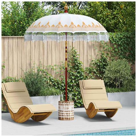 Parasol Balinese 260 Crema 180-190 cm Cotone e legno massello - Foto 2