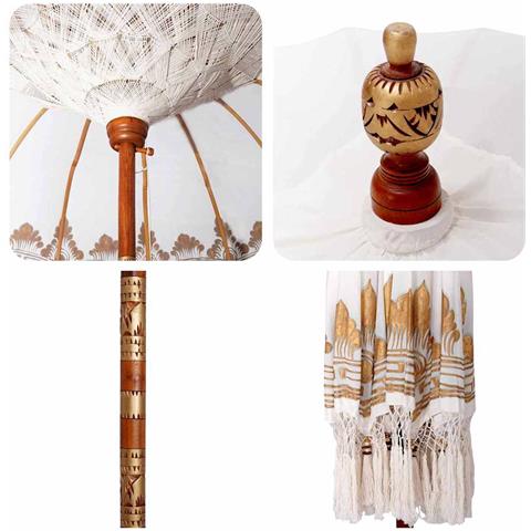 Parasol Balinese 260 Crema 180-190 cm Cotone e legno massello - Foto 9