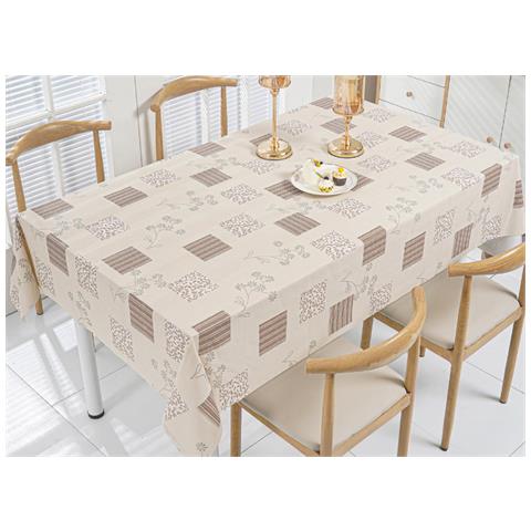 Tovaglia Antimacchia Pvc Proteggi Tavolo Maniva Glitter Riga Flower 140x140 D5 Beige - Foto 1