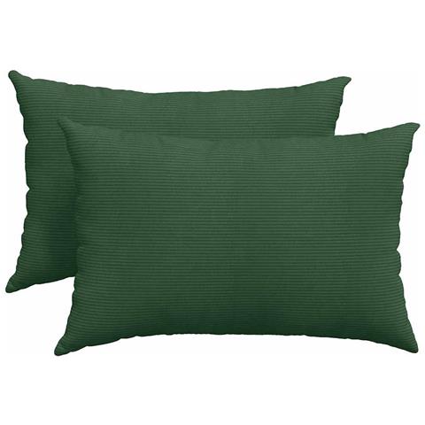 Cuscini da Divano 2 pcs Verde Scuro 60 x 40 cm Tessuto in Cords - Foto 1