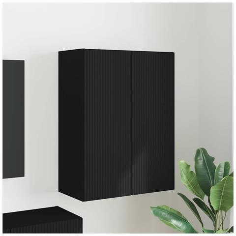 Mobile TV da parete Nero 59,5 x 31 x 80 cm Legno multistrato - Foto 2