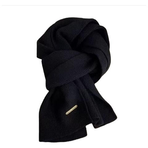 Elegante Sciarpa In Poliestere Lavorato A Maglia: Scaldacollo Spesso, Caldo E Versatile Black - Foto 1