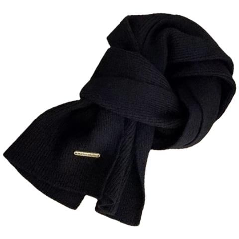 Elegante Sciarpa In Poliestere Lavorato A Maglia: Scaldacollo Spesso, Caldo E Versatile Black - Foto 2