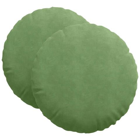 Cuscini per Seduta 2 pcs Verde chiaro Ø 40 x 13 cm Velluto - Foto 1