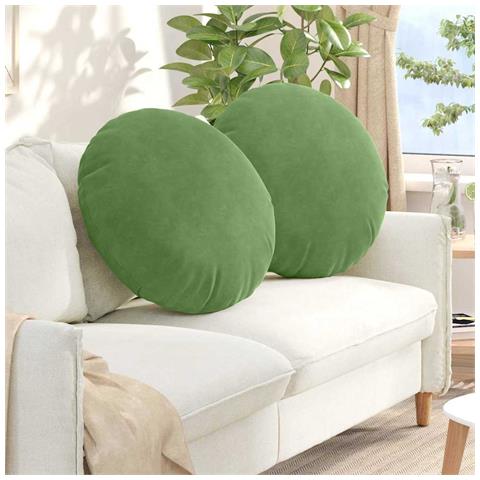 Cuscini per Seduta 2 pcs Verde chiaro Ø 40 x 13 cm Velluto - Foto 2