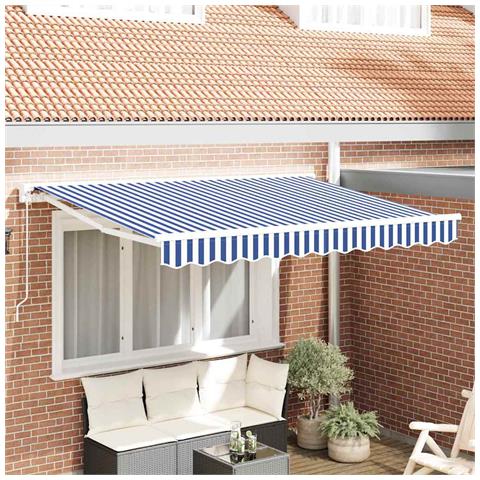 Tenda Retrattile Blu e Bianco 250 x 200 cm Poliestere e Metallo - Foto 2