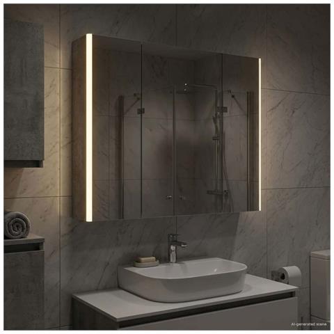 Mobiletto per specchio da bagno Grigio cemento - Foto 2