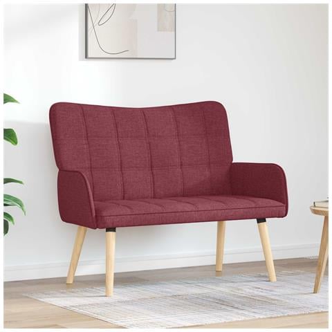Sofa a Due Posti Rosso vino 115 x 61 x 87 cm Tessuto - Foto 2