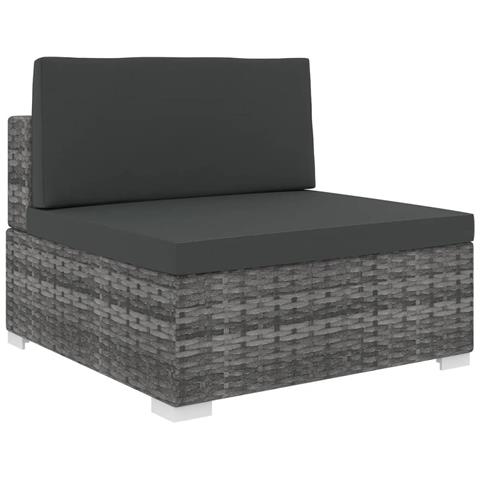 Seduta Centrale Modulare con Cuscini in Polyrattan Grigio - Foto 1