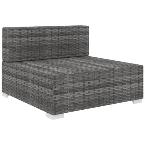 Seduta Centrale Modulare con Cuscini in Polyrattan Grigio - Foto 2