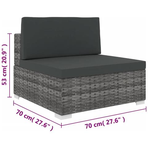 Seduta Centrale Modulare con Cuscini in Polyrattan Grigio - Foto 5