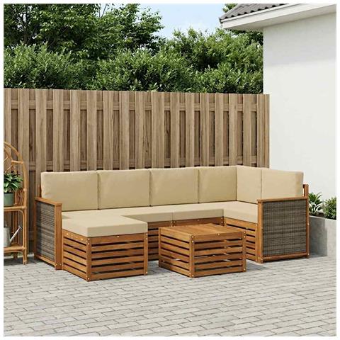 Set divano sezionale con cuscino 6 pcs Naturale - Foto 2