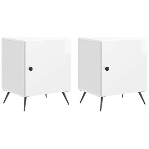 Armadio da Notte 2 pcs Bianco Lucido 43 x 34,5 x 50 cm - Foto 1