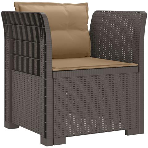 Poltrona a 1 Posto con Cuscini Aspetto Rattan PP Grigio Chiaro - Foto 1