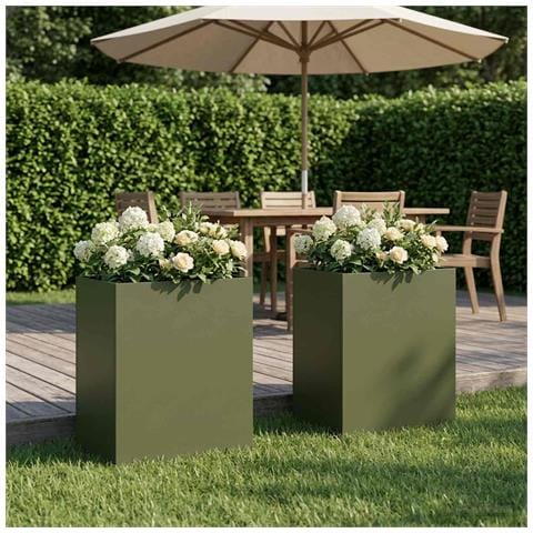 Vaso da giardino 2 pz Verde Oliva 40 x 30 x 40 cm - Foto 2