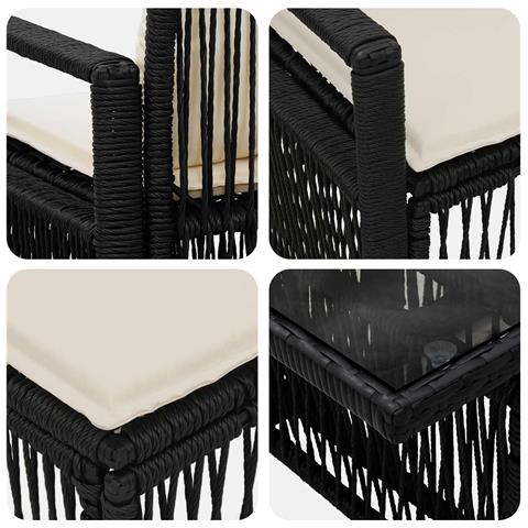 Set Divano da Giardino 9 pz Nero e Bianco Crema polyrattan - Foto 2