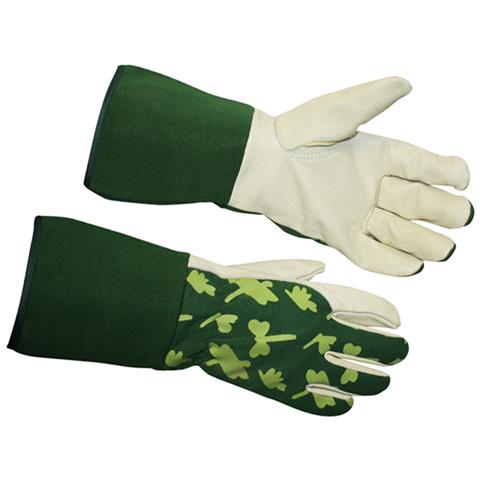 Guanti Da Giardinaggio In Doppio Tessuto Elasticizzato, Dorso In Pelle, Palmo In Pelle Di Maiale E Polso Lungo Di Sicurezza. - Foto 1