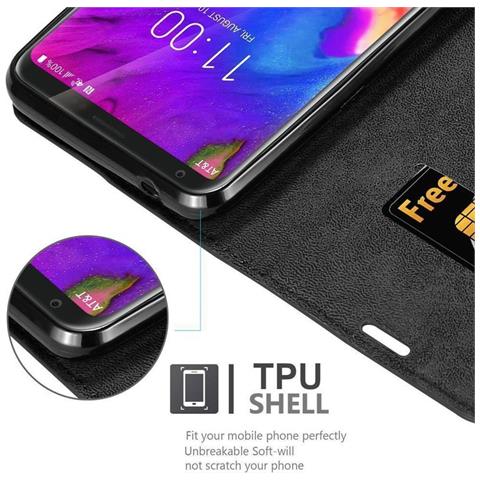 Custodia Compatibile Con Lg V35 In Nero Di Notte - Coperchio Protettiva Con Chiusura Magnetica, Funzione Stand E Tasca Per Le Carte - Foto 2