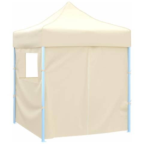 Gazebo Professionale Pieghevole Con 4 Pareti 2x2m Acciaio Crema - Foto 2
