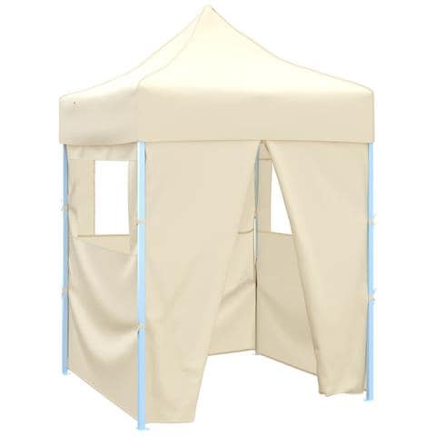 Gazebo Professionale Pieghevole Con 4 Pareti 2x2m Acciaio Crema - Foto 1