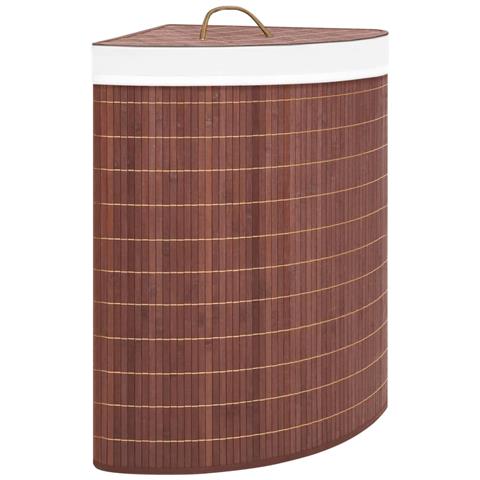 Cesto Portabiancheria Angolare in Bambù Marrone 60 L - Foto 1