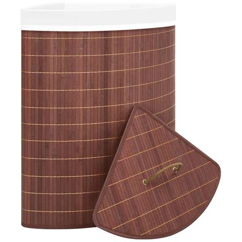 Cesto Portabiancheria Angolare in Bambù Marrone 60 L - Foto 9