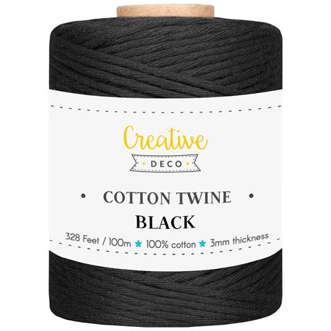 100m Macrame Corda Nero | Filo Cotone Uncinetto | 2- 3 Mm (+-0.5mm) | 15 Strati | Grande Spago Da Cucina Rotolo Spessi Naturali Forte | Decorazione Casa Artigianato Artistico Foto - Foto 1