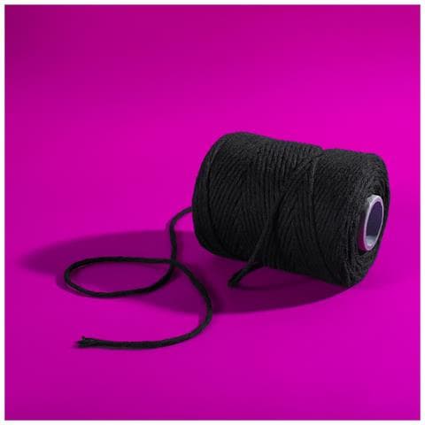 100m Macrame Corda Nero | Filo Cotone Uncinetto | 2- 3 Mm (+-0.5mm) | 15 Strati | Grande Spago Da Cucina Rotolo Spessi Naturali Forte | Decorazione Casa Artigianato Artistico Foto - Foto 2