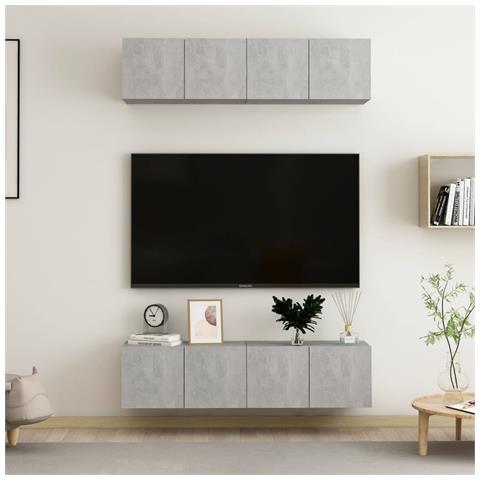 Mobili Tv 4 Pz Grigio Cemento 60x30x30 Cm In Truciolato - Foto 11