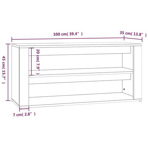 Scarpiera Grigio Sonoma 100x35x45 Cm In Legno Multistrato - Foto 13