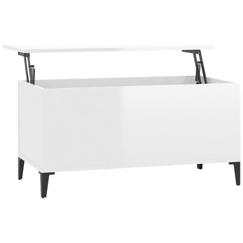 Tavolino Salotto Bianco Lucido 90x44,5x45 Cm Legno Multistrato - Foto 1