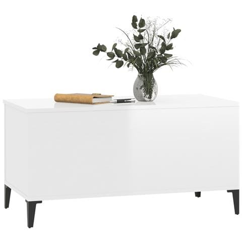 Tavolino Salotto Bianco Lucido 90x44,5x45 Cm Legno Multistrato - Foto 9