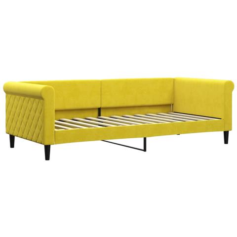 Divano Letto Con Materasso Giallo 90x200 Cm In Velluto - Foto 9
