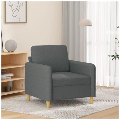 Poltrona Grigio Scuro 60 Cm In Tessuto - Foto 1