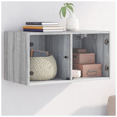 Mobile A Muro Con Ante In Vetro Grigio Sonoma 68,5x37x35 Cm - Foto 1