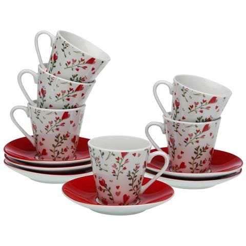 Set Di Tazze Da Caffè Cuori 6 Unità Porcellana - Foto 1