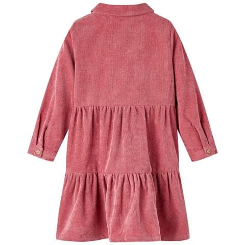 Abito Da Bambina Con Maniche Lunghe In Velluto A Coste Rosa Antico 92 - Foto 2