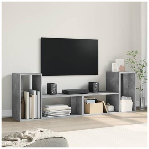 Mobili Tv Muro 2pz Grigio Cemento 75x30x50 Cm Legno Multistrato - Foto 3