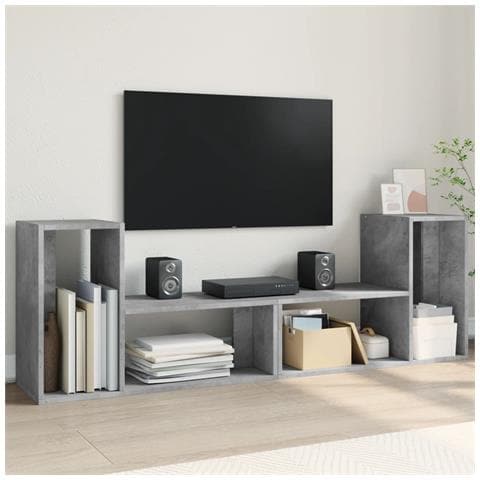 Mobili Tv Muro 2pz Grigio Cemento 75x30x50 Cm Legno Multistrato - Foto 1